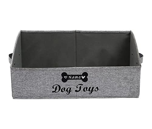 Morezi Persnalized Dog Toy Box Pet Toy storage Shallow Baskets in Large - Perfect for Collapsible Bin for Living Room, Playroom, Closet, Gift basket, Home Decoration