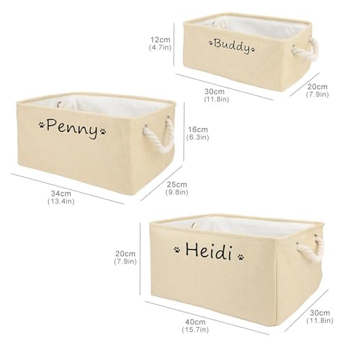 yky Personalized Pet Dog Toy Storage Basket,Dog Toy Box Customized,Customized Dog Basket, Customizable Dog Toy Box (Brown,M 34x25x16cm)