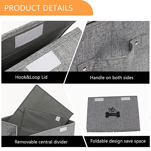 Morezi Persnalized Dog Toy Storage Box with Lid Basket Organizer - Perfect Collapsible Bin for Living room, Playroom, Closet, Home Organization