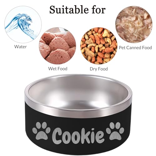 WBgjsnklbnl Personalized Dog Bowl with Name Custom Stainless Steel Food/Water Dishes Customized Engraved Logo Text for Small/Medium/Large Dogs Cat-32oz