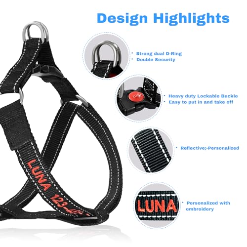 Customized Dog Harness with Name and Phone Number