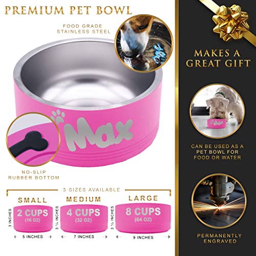 Engraved Stainless Steel Dog/Cat Bowl - Personalized Pet Bowl