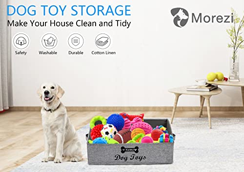Morezi Persnalized Dog Toy Box Pet Toy storage Shallow Baskets in Large - Perfect for Collapsible Bin for Living Room, Playroom, Closet, Gift basket, Home Decoration