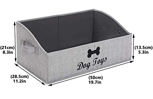 Xbopetda Large Dog Toys Storage Bins - Foldable Fabric Trapezoid Organizer Boxes with Handle, Collapsible Basket Dog Toys, Dog Apparel & Accessories-DOG-Striped Gray