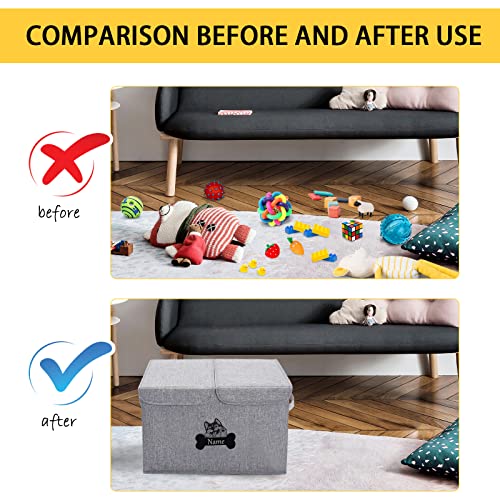 Morezi Persnalized Dog Toy Storage Box with Lid Basket Organizer - Perfect Collapsible Bin for Living room, Playroom, Closet, Home Organization