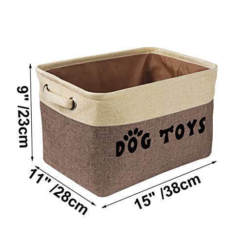 PET ARTIST Non-customized Dog Toy Storage Basket Bin- Rectangular Storage Box Chest Organizer for Dog Toys,Dog Coats,Dog Clothing,Dog Apparel & Accessories,Brown,Non-Custom