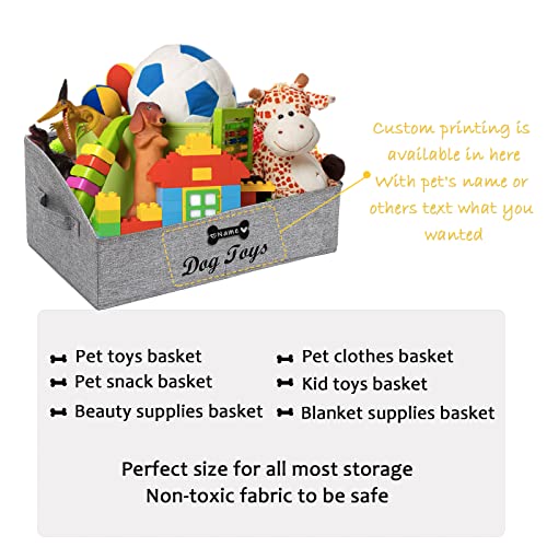 Morezi Persnalized Dog Toy Box Pet Toy storage Shallow Baskets in Large - Perfect for Collapsible Bin for Living Room, Playroom, Closet, Gift basket, Home Decoration