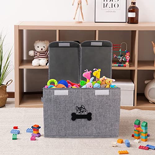 Morezi Persnalized Dog Toy Storage Box with Lid Basket Organizer - Perfect Collapsible Bin for Living room, Playroom, Closet, Home Organization