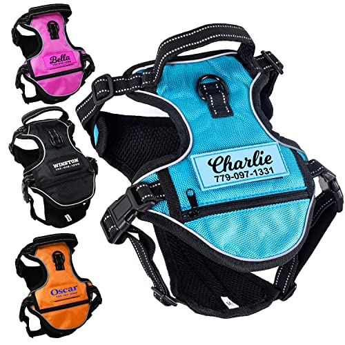 Reflective Personalized Dog Harness with Easy Control Handle