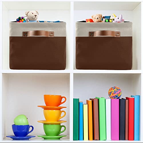 Custom Dog Toy Bin Personalized Toy Storage Basket Collapsible Pet Toy Basket with Leather Handles Puppy Supplies Organizer for Dog Toys, Clothing, Dog Apparel & Accessories, Brown
