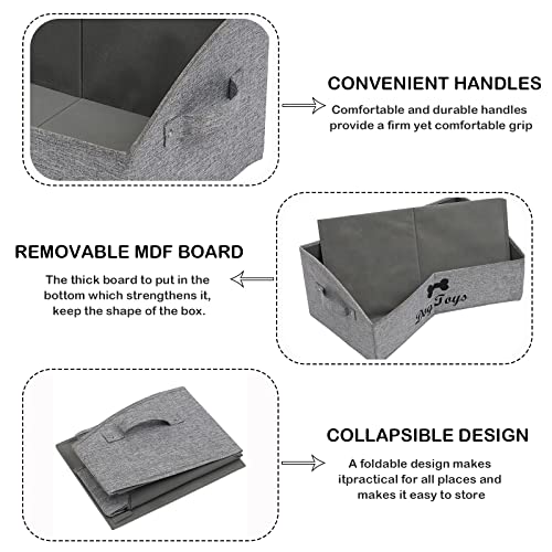 Morezi Persnalized Dog Toy Box Pet Toy storage Shallow Baskets in Large - Perfect for Collapsible Bin for Living Room, Playroom, Closet, Gift basket, Home Decoration