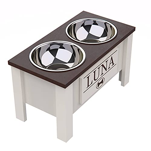 Personalized Elevated Dog Bowl Stand - Stainless Steel Bowls