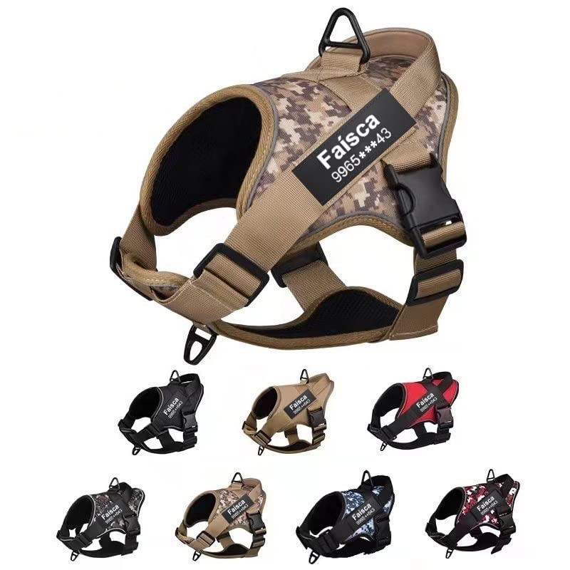 Custom Patched Reflective Dog Harness with Easy Control