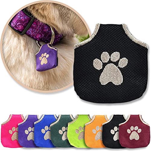 Quiet Black Pawprint Dog Tag Silencer - Fits 4 IDs