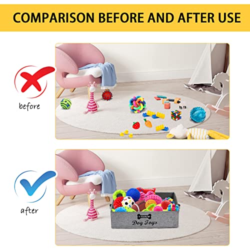 Morezi Persnalized Dog Toy Box Pet Toy storage Shallow Baskets in Large - Perfect for Collapsible Bin for Living Room, Playroom, Closet, Gift basket, Home Decoration