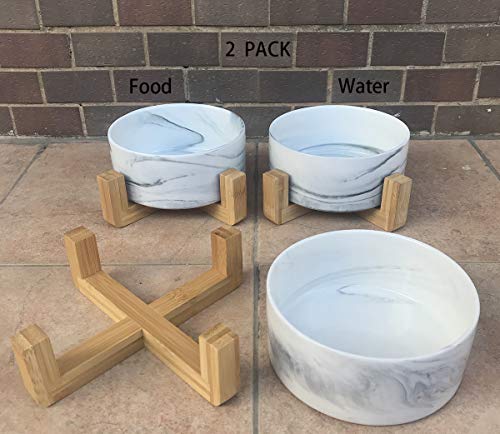 Personalized Ceramic Cat Dog Bowls with Stand