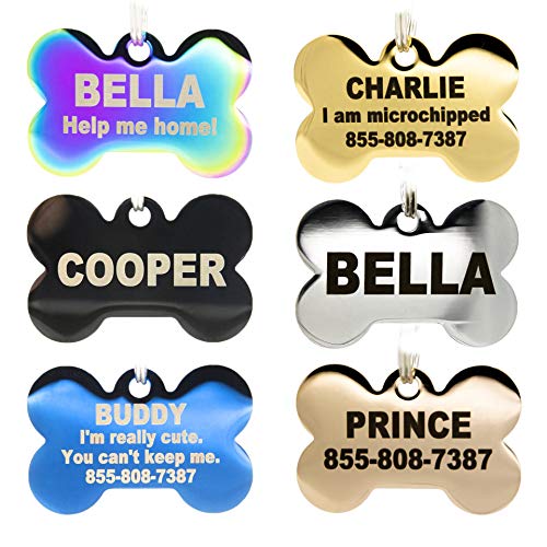 Custom Engraved Stainless Steel Pet ID Tags - Personalized