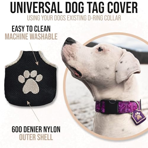 Quiet Black Pawprint Dog Tag Silencer - Fits 4 IDs