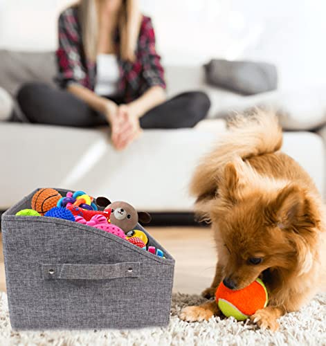 Morezi Persnalized Dog Toy Box Pet Toy storage Shallow Baskets in Large - Perfect for Collapsible Bin for Living Room, Playroom, Closet, Gift basket, Home Decoration