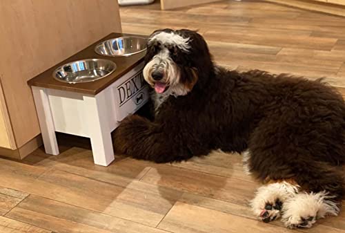 Personalized Elevated Dog Bowl Stand - Stainless Steel Bowls