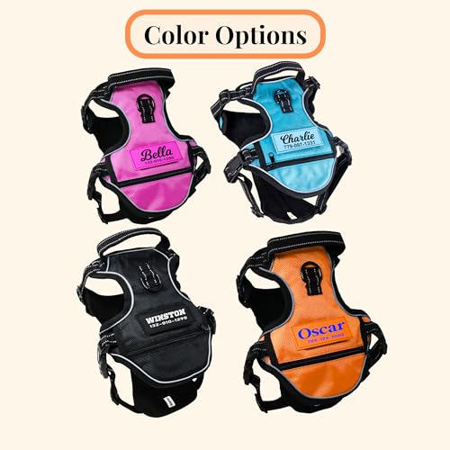 Reflective Personalized Dog Harness with Easy Control Handle