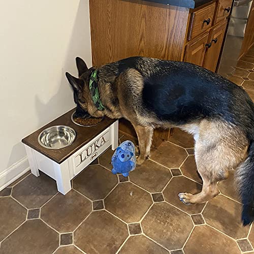 Personalized Elevated Dog Bowl Stand - Stainless Steel Bowls
