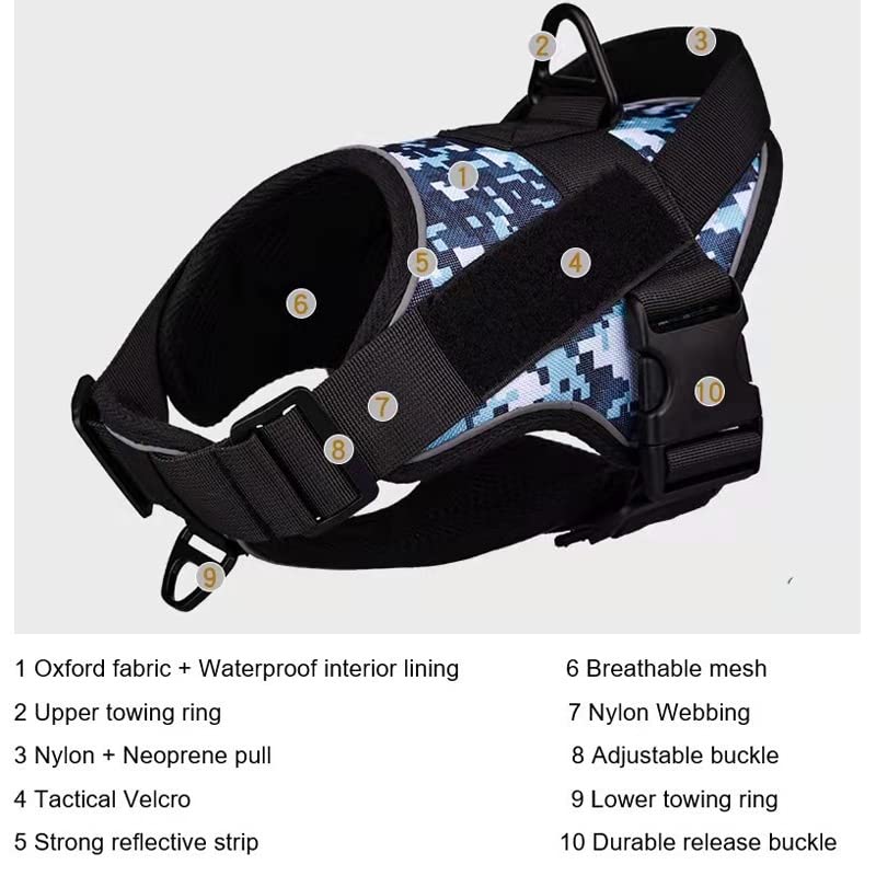 Custom Patched Reflective Dog Harness with Easy Control