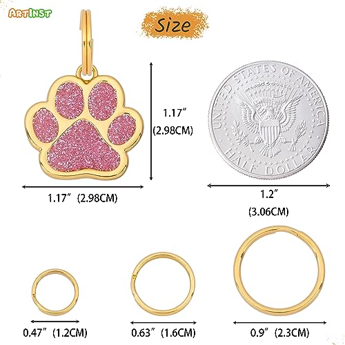 Custom Engraved Paw Shaped Pet ID Tag (Pink)
