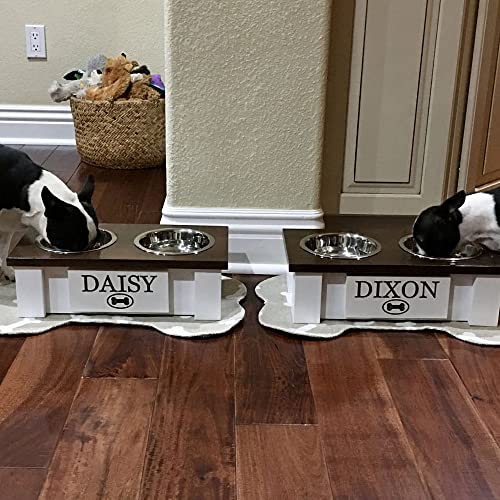 Personalized Elevated Dog Bowl Stand - Stainless Steel Bowls