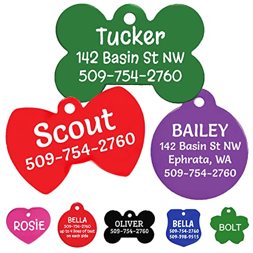 Personalized Colorful Dog Tags in Various Shapes