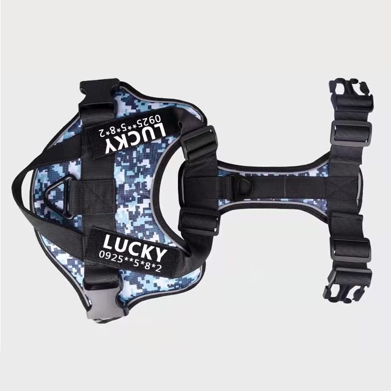Custom Patched Reflective Dog Harness with Easy Control