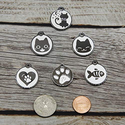 Engraved Personalized Stainless Steel Cat ID Tags - Kitty Shape