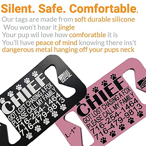 Custom Engraved Silicone Pet ID Tags - Waterproof