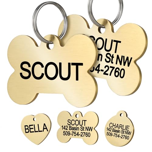 Custom Pet ID Tags, Brass, Engraved, Various Shapes