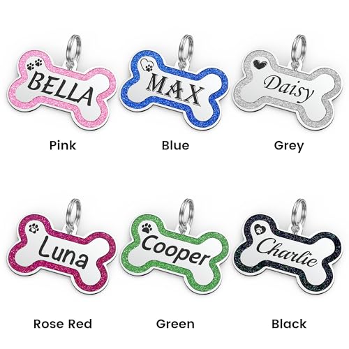 Glittery Stainless Steel Pet ID Tags, Personalized & Engraved