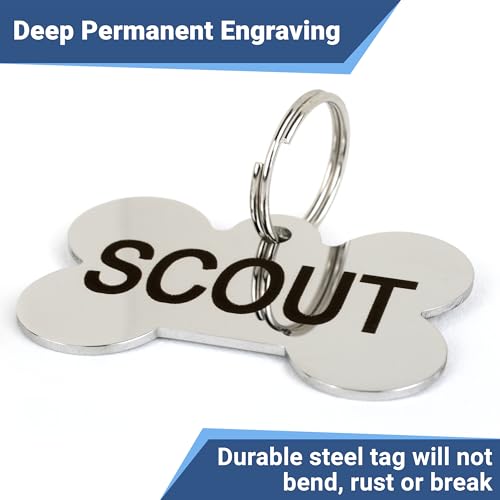 Personalized Stainless Steel Pet ID Tags in Various Shapes