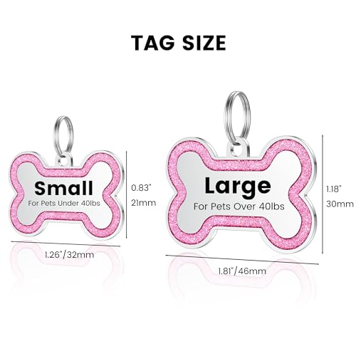 Glittery Stainless Steel Pet ID Tags, Personalized & Engraved