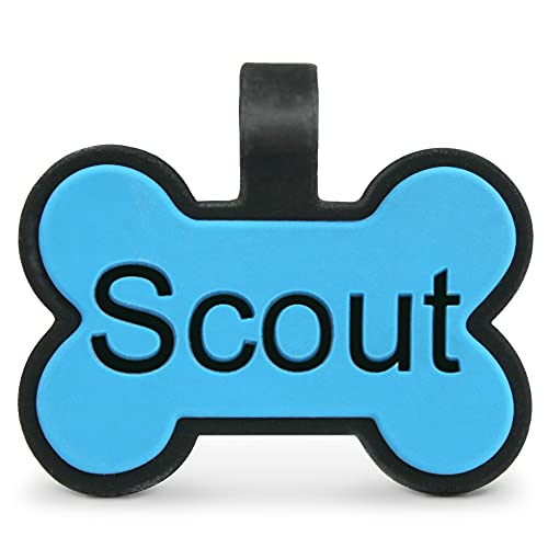Glow-in-the-Dark Personalized Silicone Pet Tag (Blue Bone)