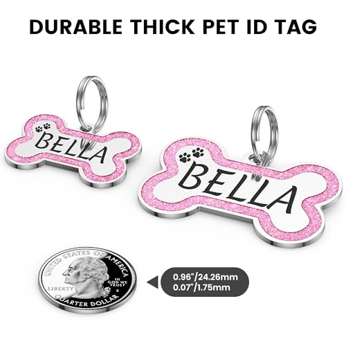Glittery Stainless Steel Pet ID Tags, Personalized & Engraved