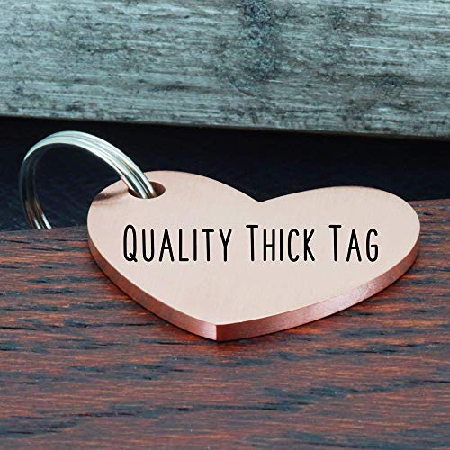 Personalized Heart Dog Tag - Stainless Steel, Rose Gold