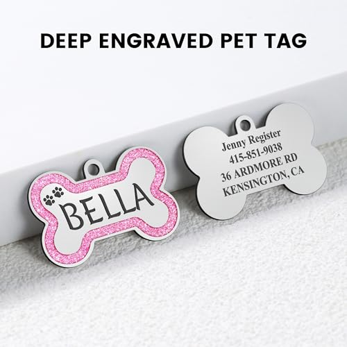 Glittery Stainless Steel Pet ID Tags, Personalized & Engraved