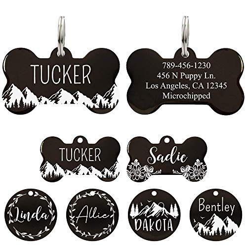 Personalized Stainless Steel Pet ID Tag with Mountain Design