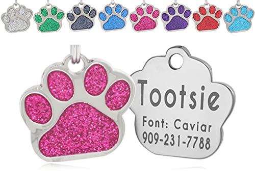 Personalized Glitter Paw Pet ID Tag for Dogs/Cats