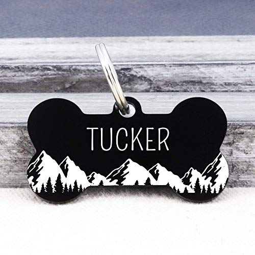Personalized Stainless Steel Pet ID Tag with Mountain Design