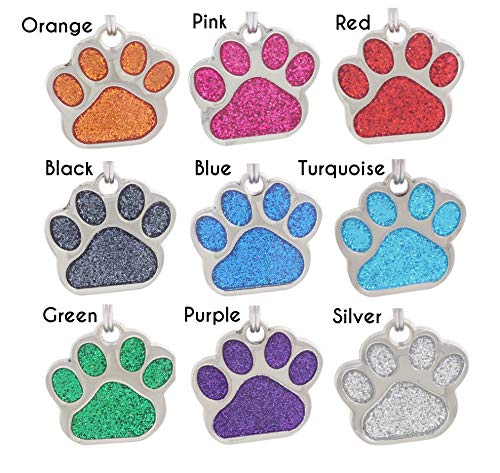 Personalized Glitter Paw Pet ID Tag for Dogs/Cats