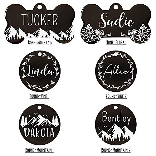 Personalized Stainless Steel Pet ID Tag with Mountain Design
