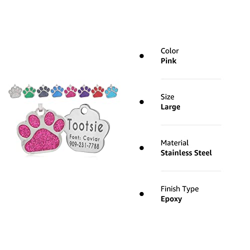 Personalized Glitter Paw Pet ID Tag for Dogs/Cats