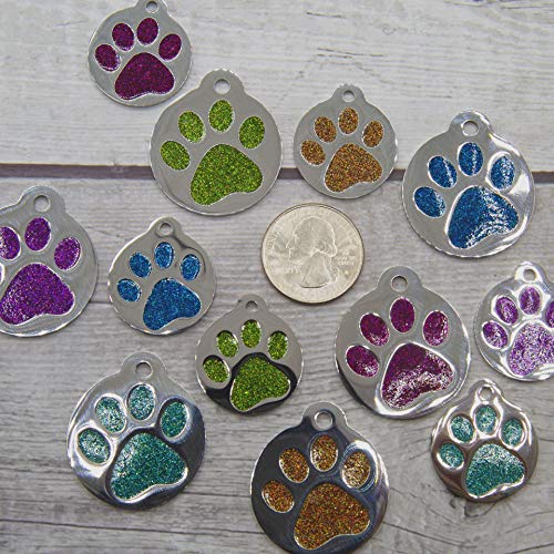 Personalized Round Paw Print Pet Tag for Dogs & Cats