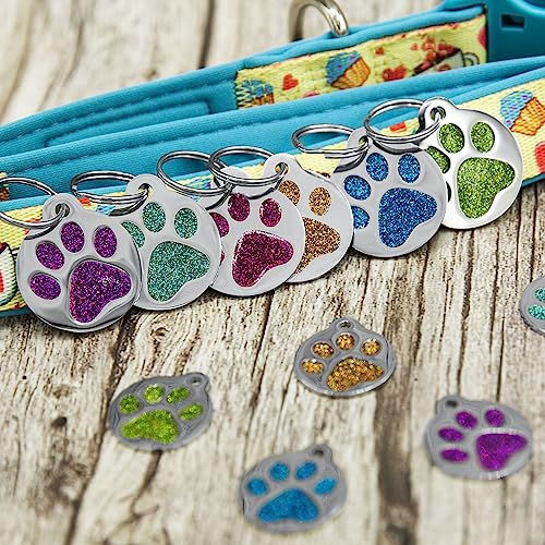 Personalized Round Paw Print Pet Tag for Dogs & Cats