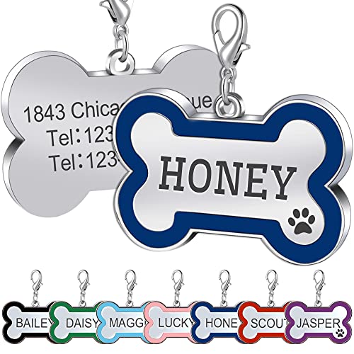 Bone Shape Pet ID Tag Engraved - Royal Blue